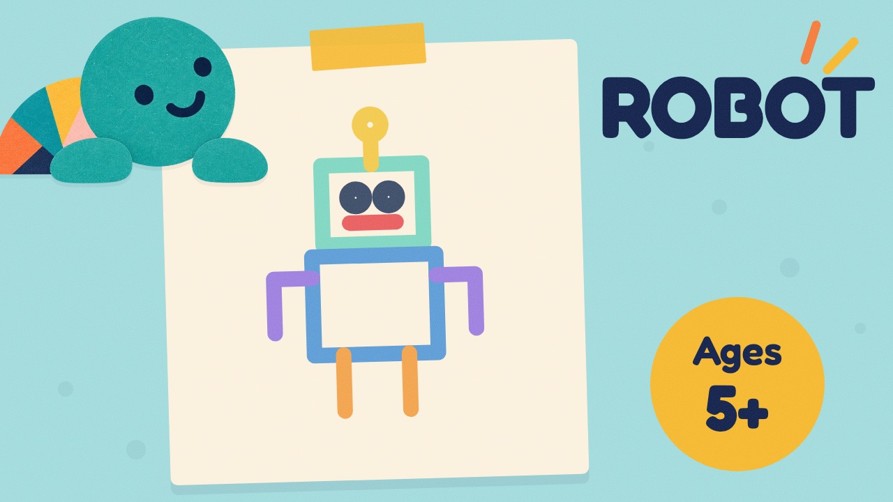 How to draw a robot — slow draw-along video