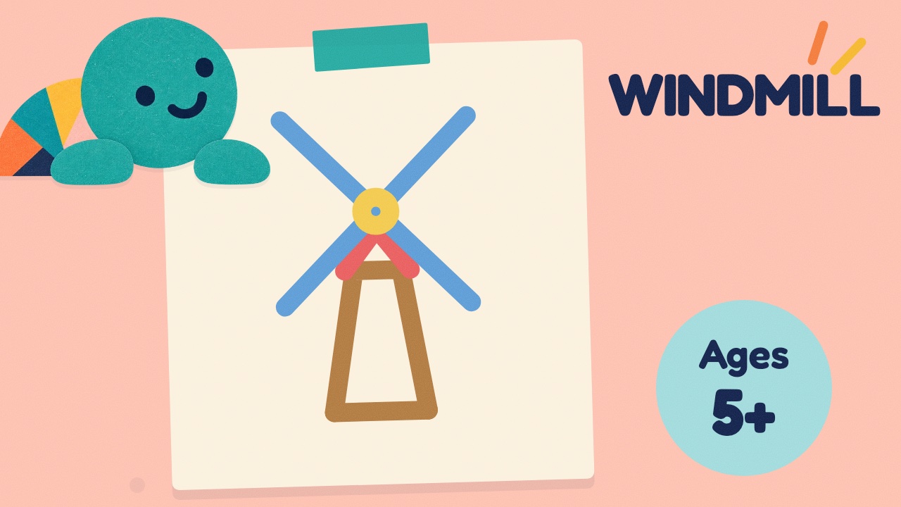 How to draw a windmill — slow draw-along video